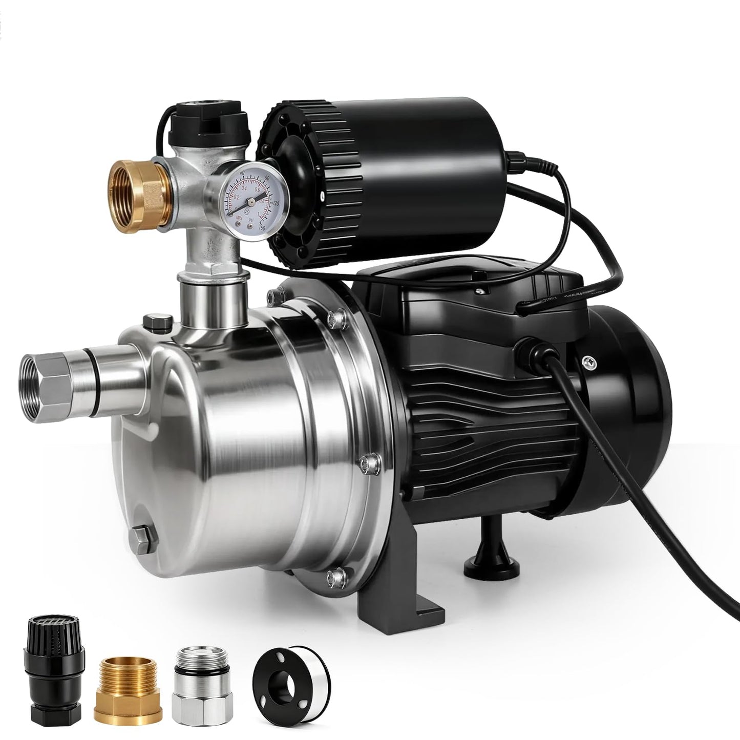 3/4 HP Water Pressure Booster Pump for House, Shallow Well Pump with Pressure Tank, Stainless Steel 1050 GPH 110V Auto On/Off Water Booster Pump, Irrigation Garden Sprinkler Pump for Home