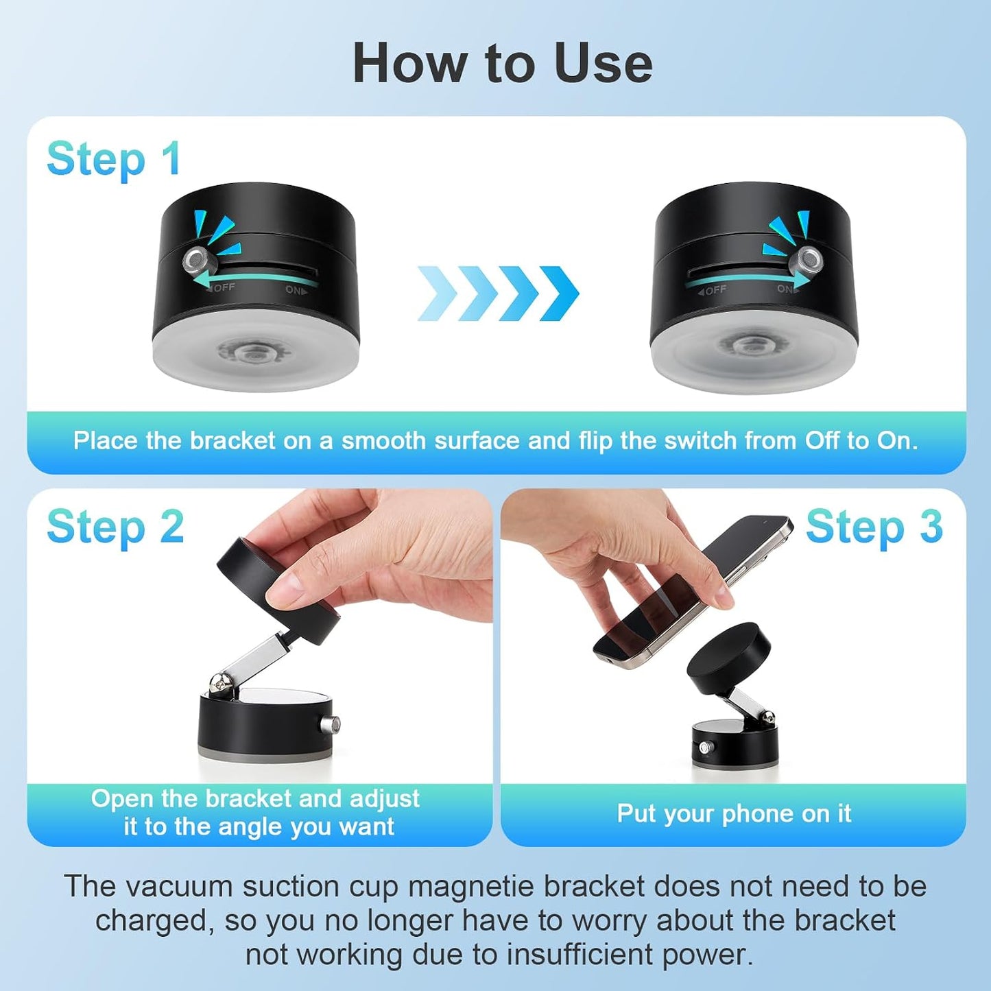 Amoner 2025 360 Vacuum Magnetic Suction Phone Holder, Upgrade Retractable Suction Cup Phone Mount, Foldable Magnetic