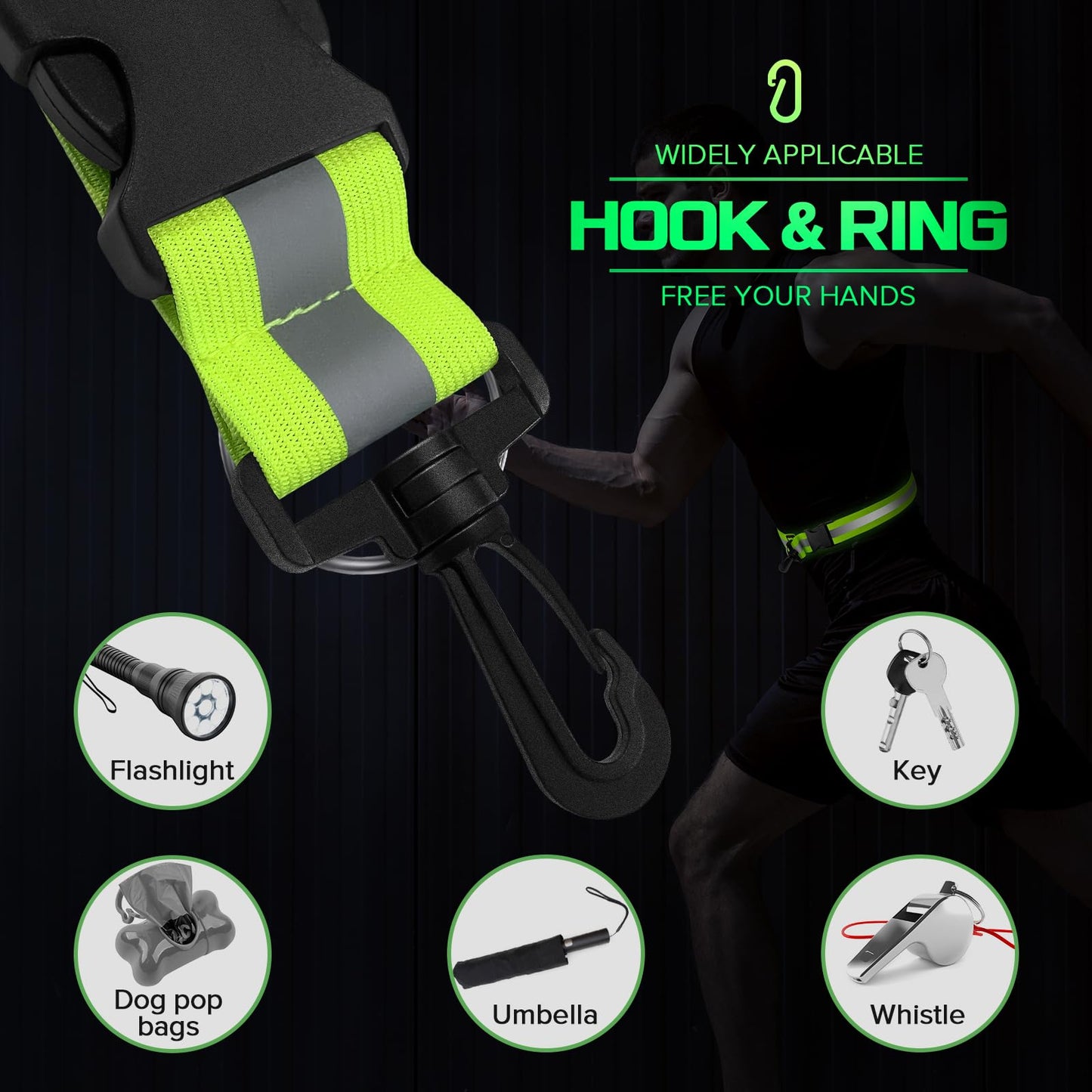Reflective Sash for Night Walking, High Visibility Running Safety Gear with 2Pcs Reflective Armbands, Adjustable Cross-Body Reflective Belt for Men Women Kids, Essential Gear for Jogging Dog Walking