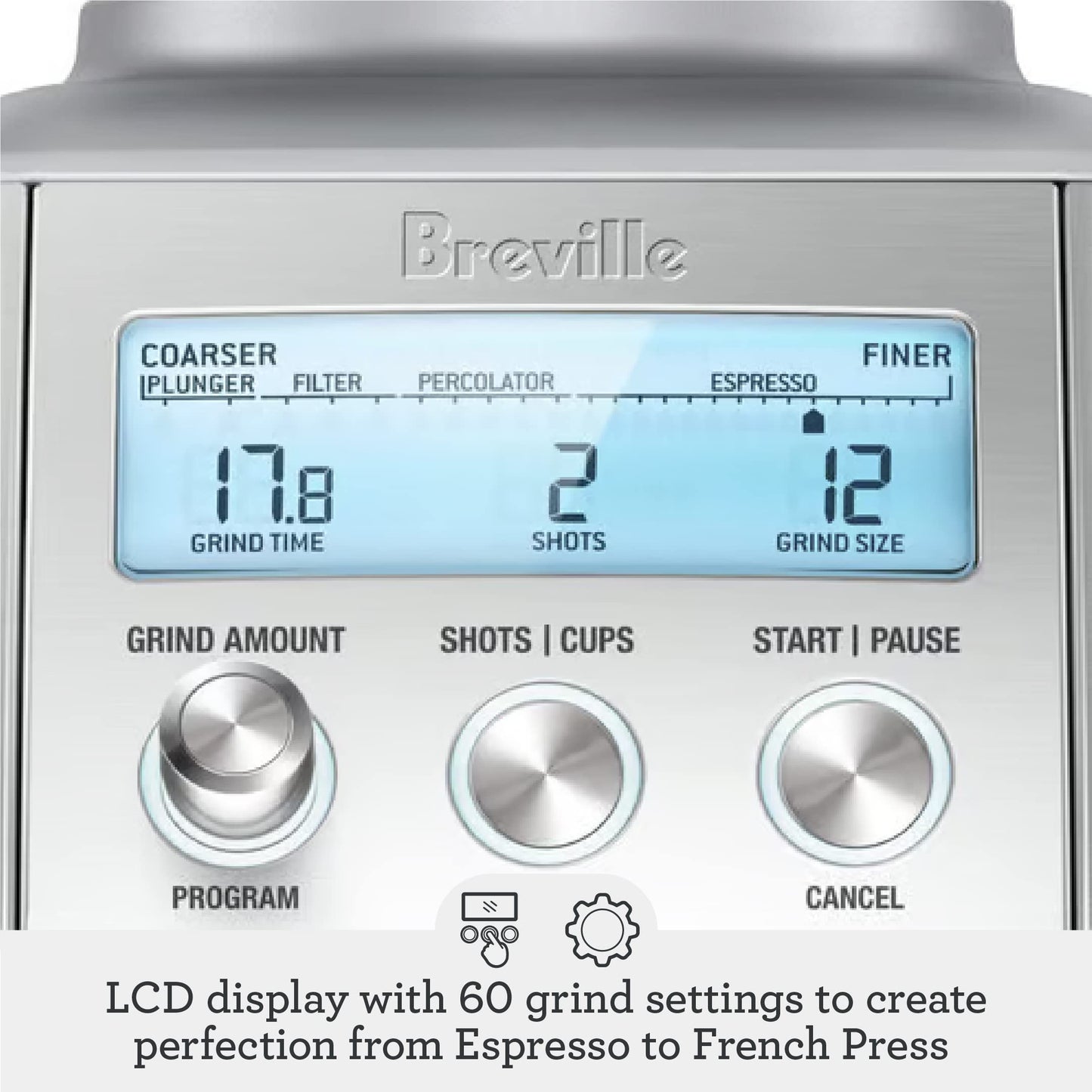 Breville BCG820DBL Smart Grinder Pro for Coffee and Espresso, Damson Blue