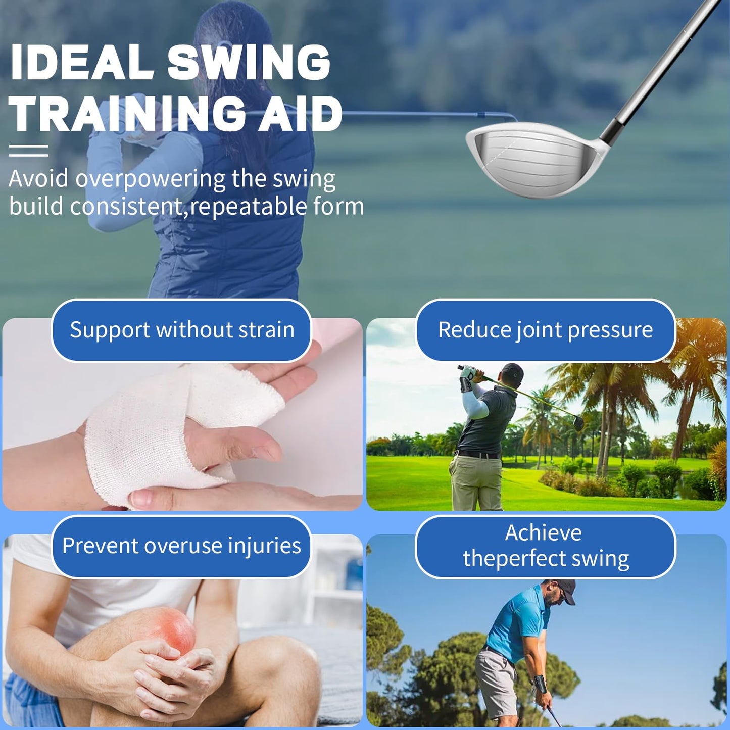 TOTITOM Golf Wrist Training Aid, 2 Pack Golf Swing Band and Golf Wrist Correction Trainer, Golf Grip Trainer for Beginners Arm Posture Correcting