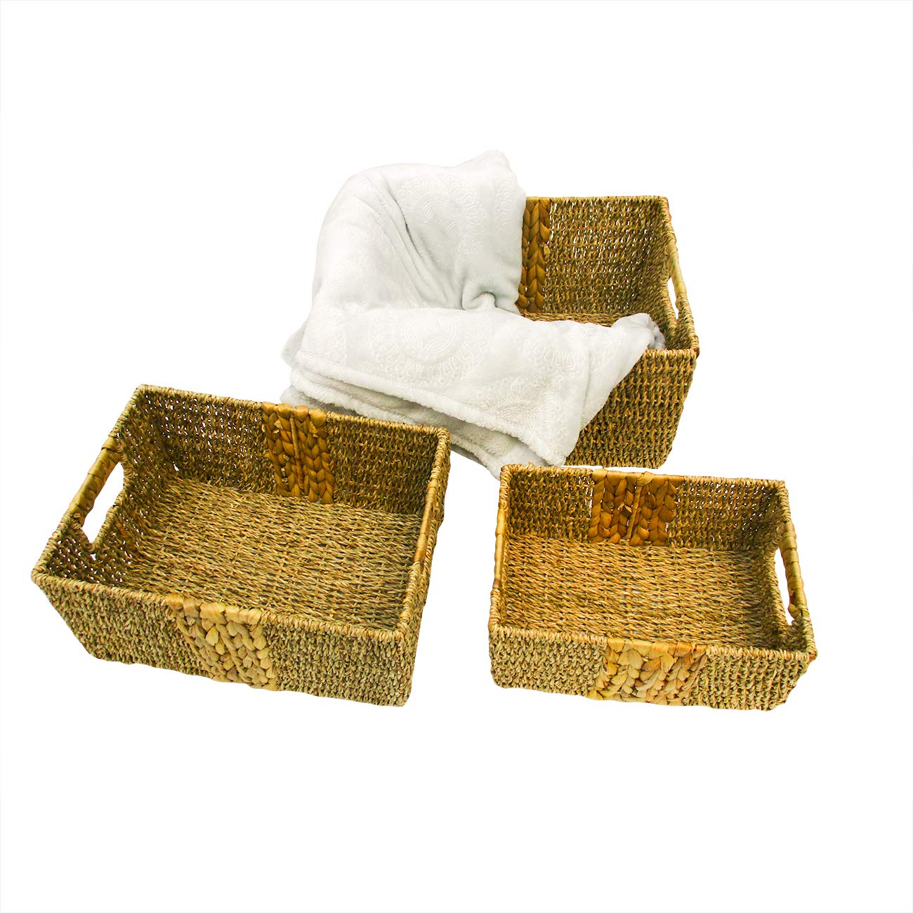 Rectangle Storage Organization Bathroom Basket Set by Trademark Innovations (Set of 3)