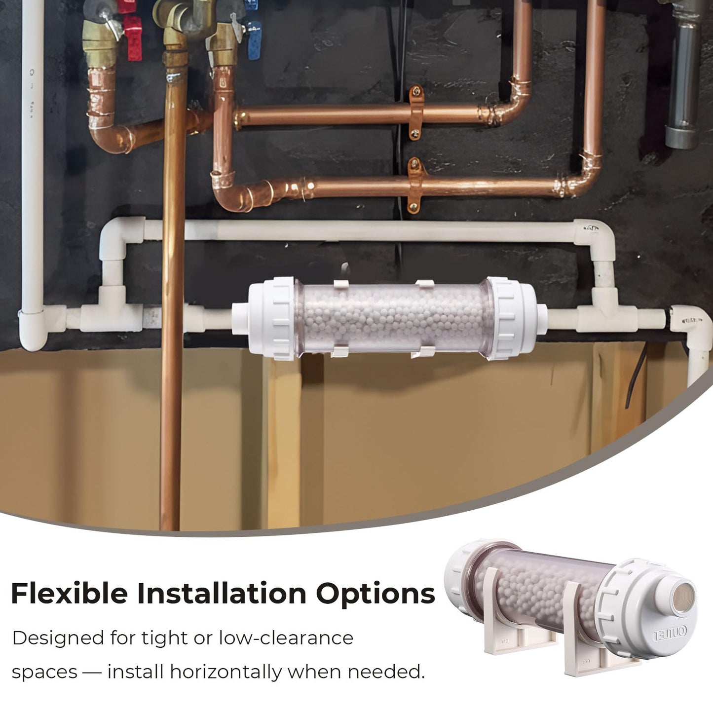 Lounsweer 2 Pcs Condensate Neutralizer Kit with 925g Ceramic Balls, Transparent Tube with Complete Fittings, Wall-Mount Clamps, PVC Tubing PTFE Tape, etc. for HVAC Furnace & Boiler Replaceable Media