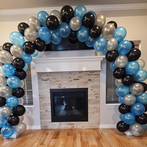 Blue and Black Balloons - 12 Inch Dark Blue & Silver Pearl Balloons for Boys' Birthday Party Decor