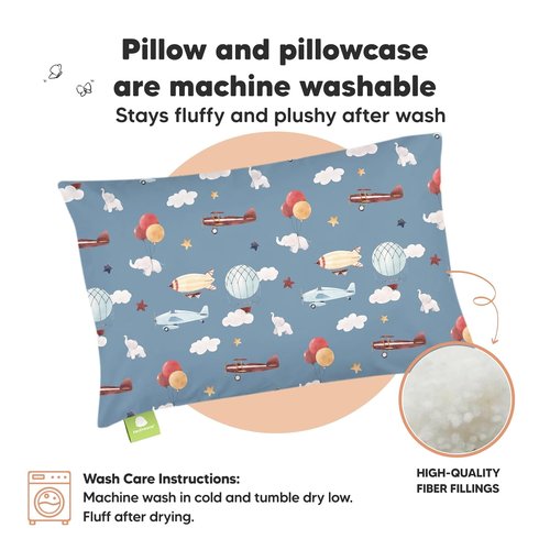 My Little Dreamy Toddler Pillow - Soft Organic Cotton Travel Pillow with Case | 13x18 Inches, Machine Washable, Ideal for Ages 2-5