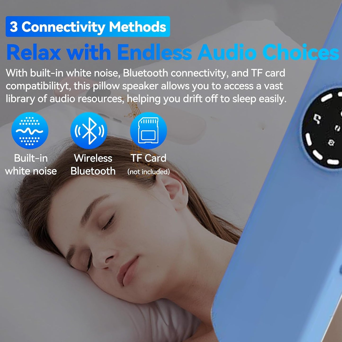 35 300mAh Bluetooth Pillow Speaker for Sleep - Bone Conduction Sleep Speaker Under Pillow with Built-in White Noise