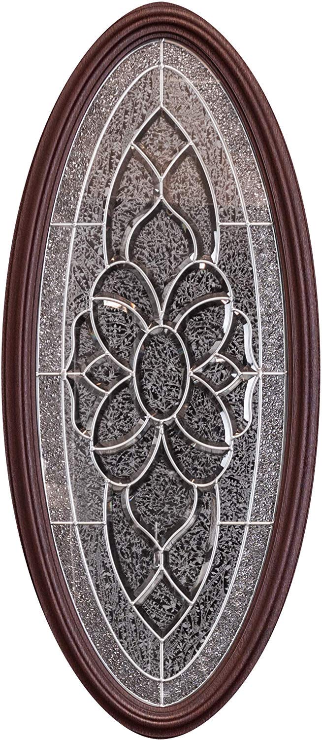 BGW Doors Mahogany Finish Fiberglass Single Front Entry Door with Oval Glass, Prehung Pre-Finished Exterior Door, Right Inswing, FD800D 12x36x12x80
