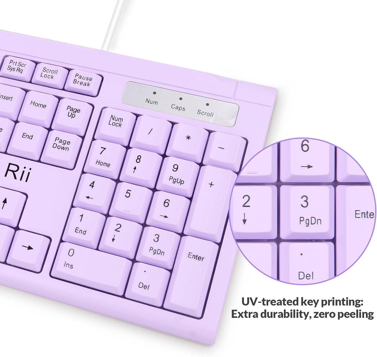 Rii RK907 10/8 7 Ultra-Slim Compact USB Wired Keyboard for Mac and PC,Windows / / Vista/XP(Purple)