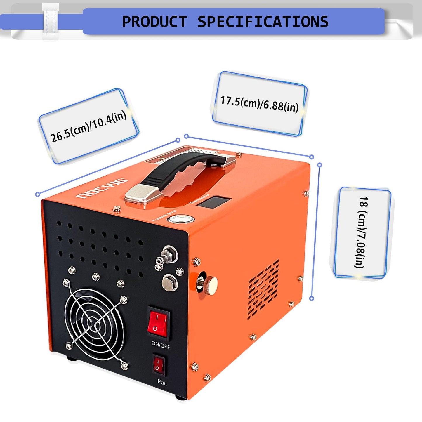 NDCYJG PCP Air Compressor 4500Psi 30Mpa Waterless/oil-free Air Pump Rifle Pistol Paintball Tank Power Supply Built-in 12V car DC 110V AC Household with Power Converter And Oil Wet Filter Easy To Carry
