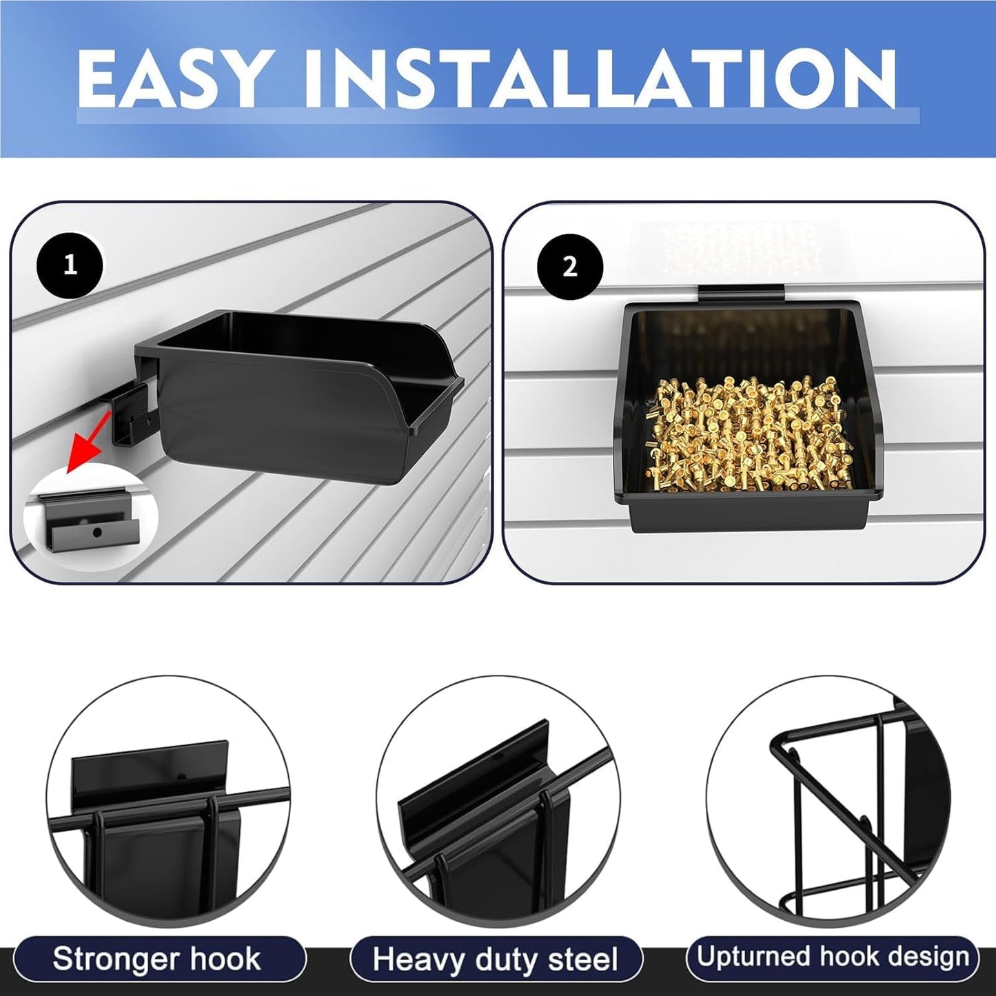 BeapTcely 40-Piece Slatwall Organizer Kit - Includes Hooks, Shelves, Baskets, Bins, Screwdriver Holder for Garage & Room Storage