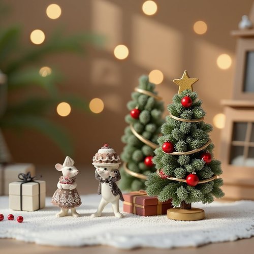 Braxio Gingerbread Mouse Figurine Set - Festive Christmas Decor for Tabletop & Tree | Collectible Ornaments