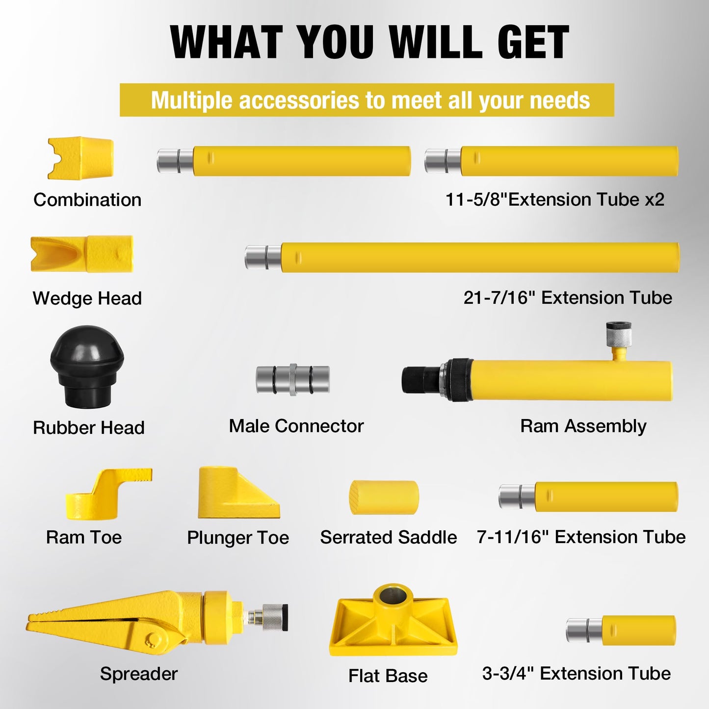 YELLOW JACKET 10 ton Porta Power Kit Hydraulic Ram Jack Pusher Puller Auto Body Frame Repair Tool with Blow Mold Carrying Storage Case for Car Repair,Truck,Farm