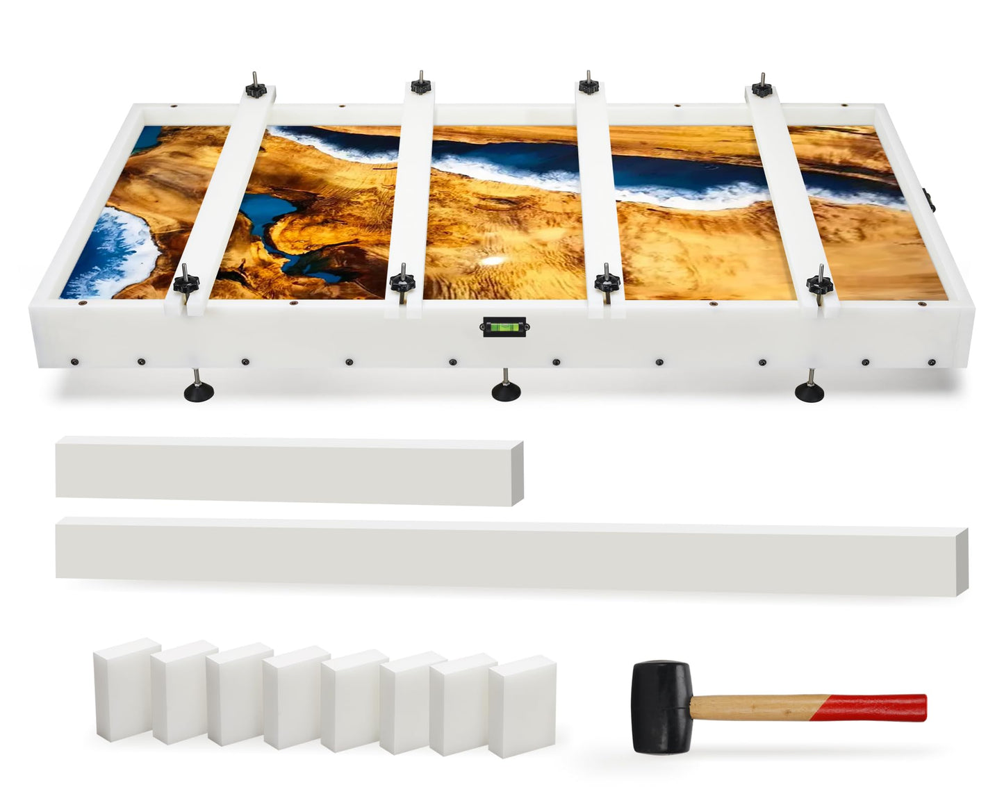 GROWLING Extra Large Epoxy Resin Mold 72x36x3 Inches, Adjustable Fastening and Leveling, Heavy Duty Reusable Resin Mold for River Tables, Coffee Tables, Trays, Cutting Boards, DIY Resin Art Etc.