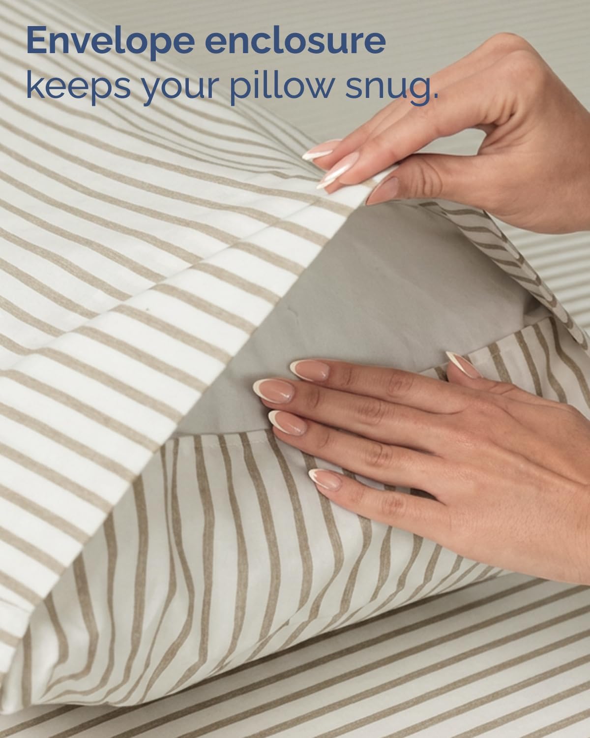 Skiennix Twin Size Sheet Set - Comfy Cooling Bed Sheets - Luxury Bedding with Deep Pockets - Beige Stripes