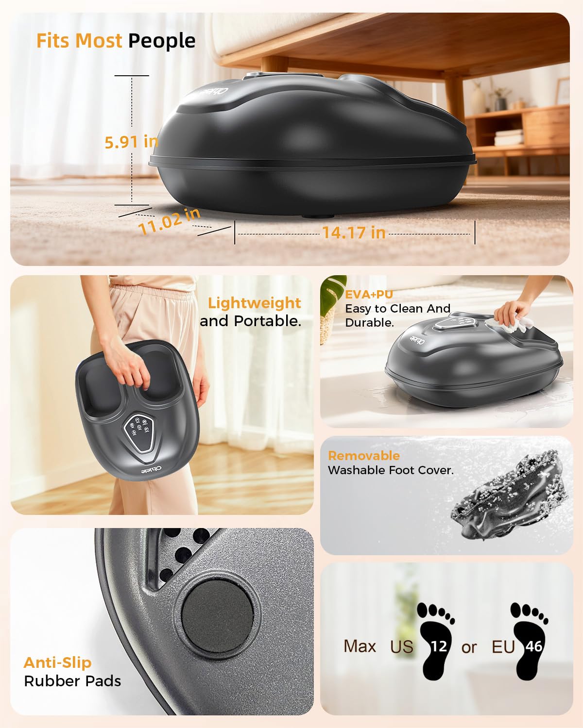 Ohiele Foot Massager with Heat, Shiatsu Foot Massager with Remote, Electric Feet Massage Machine for Neuropathy,Plantar Fasciitis, Circulation, FSA Eligible HSA Store Eligible Massager (Black,Corded)