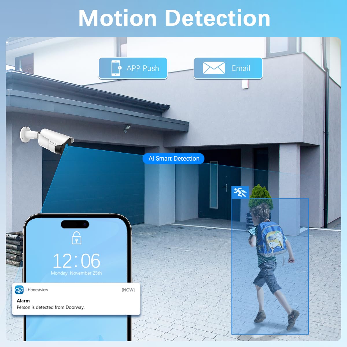 【90ft Super Night Vision】 Wired Security Camera System, Home Video Security Cameras Systems, POE DVR Surveillance Kits