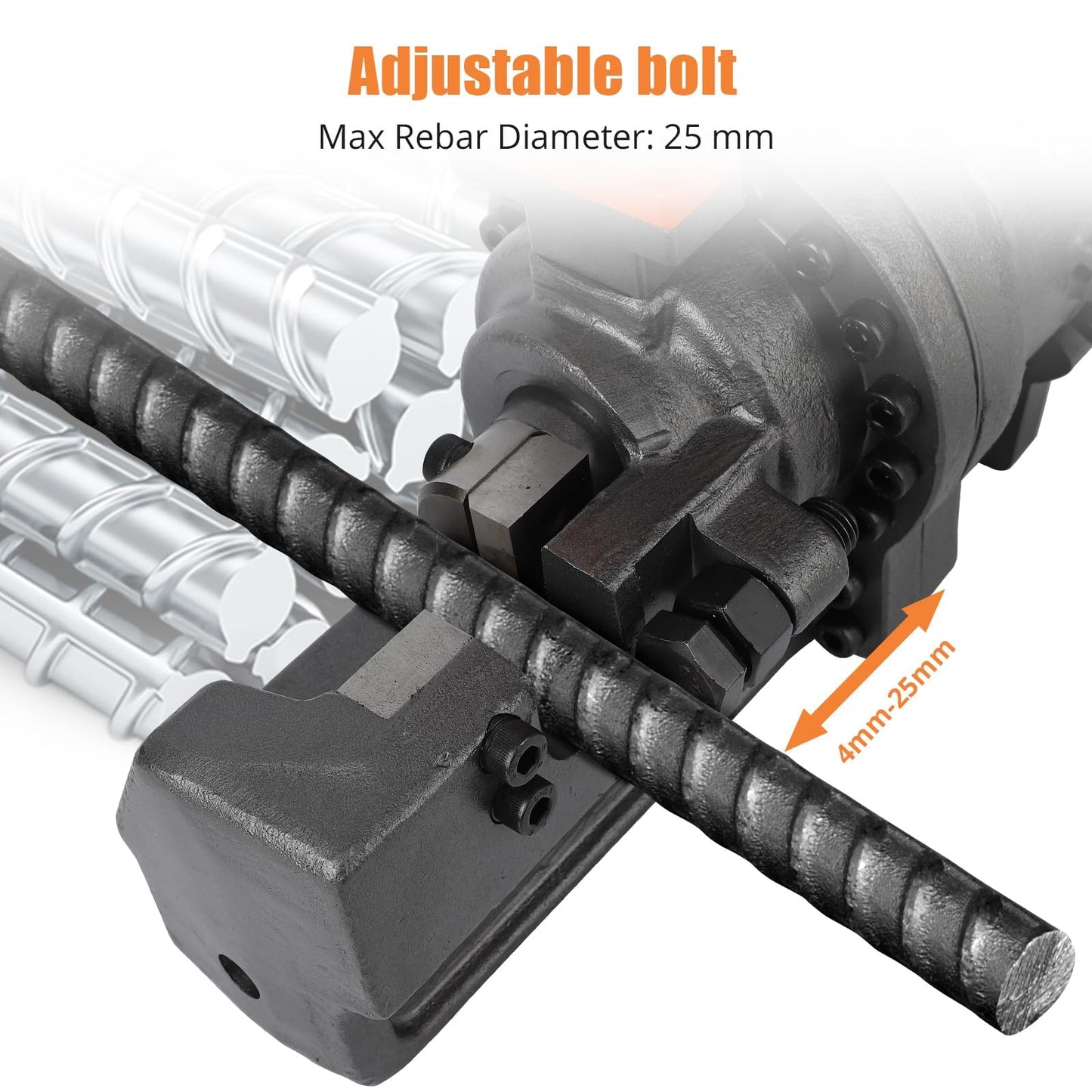 GarveeTech Electric Hydraulic Rebar Cutter, 1700W 110V, Cutting up to 1 in #8 4-25 mm Rebar, Steel, with Blades, Cutting Speed 5 S, Concrete Construction Tools Heavy Duty (1700W RC-25)