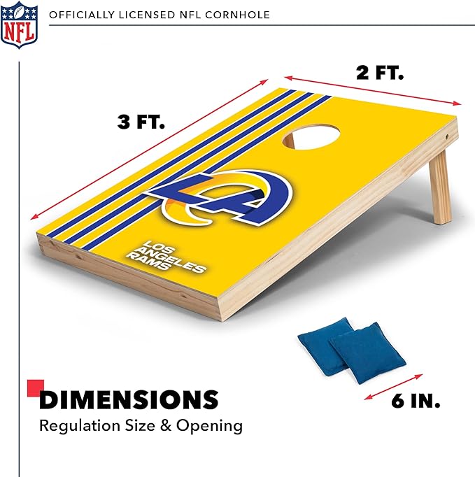 NFL 2' x 3' Solid Wood Cornhole Set with Direct Print HD Team Graphics – Great Gift for Any Football Fan! Bean Bag Toss Family Outdoor Games