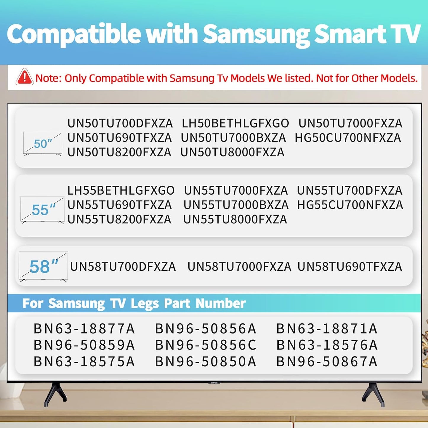 ExploreHome UN50TU7000FXZA UN50TU700DFXZA UN55TU7000FXZA UN55TU700DFXZA UN58TU7000FXZA UN58TU700DFXZA TV Stand Legs,TV