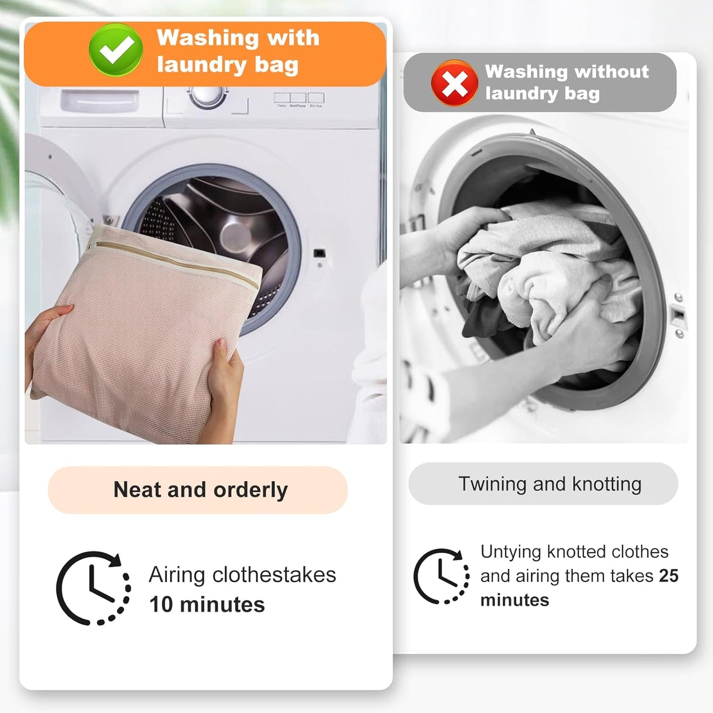 Skiennix 4-Piece Organic Cotton Mesh Laundry Bags - Durable, Breathable Design for Delicate Items