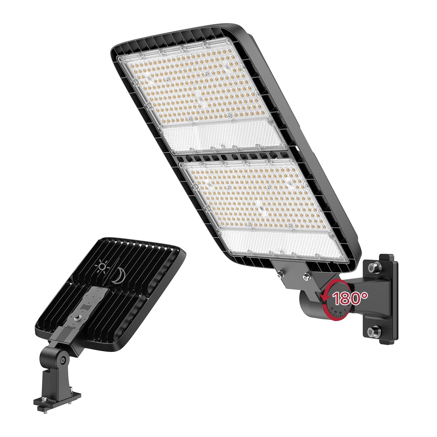 400W LED Parking Lot Light, LED Street Light with Dusk to Dawn Photocell, 630 LEDs, 5000K Daylight, IP65 Waterproof, Adjustable Arm Mount, AC 120V, Commercial Pole Lighting Outdoor for Park, 1Pack