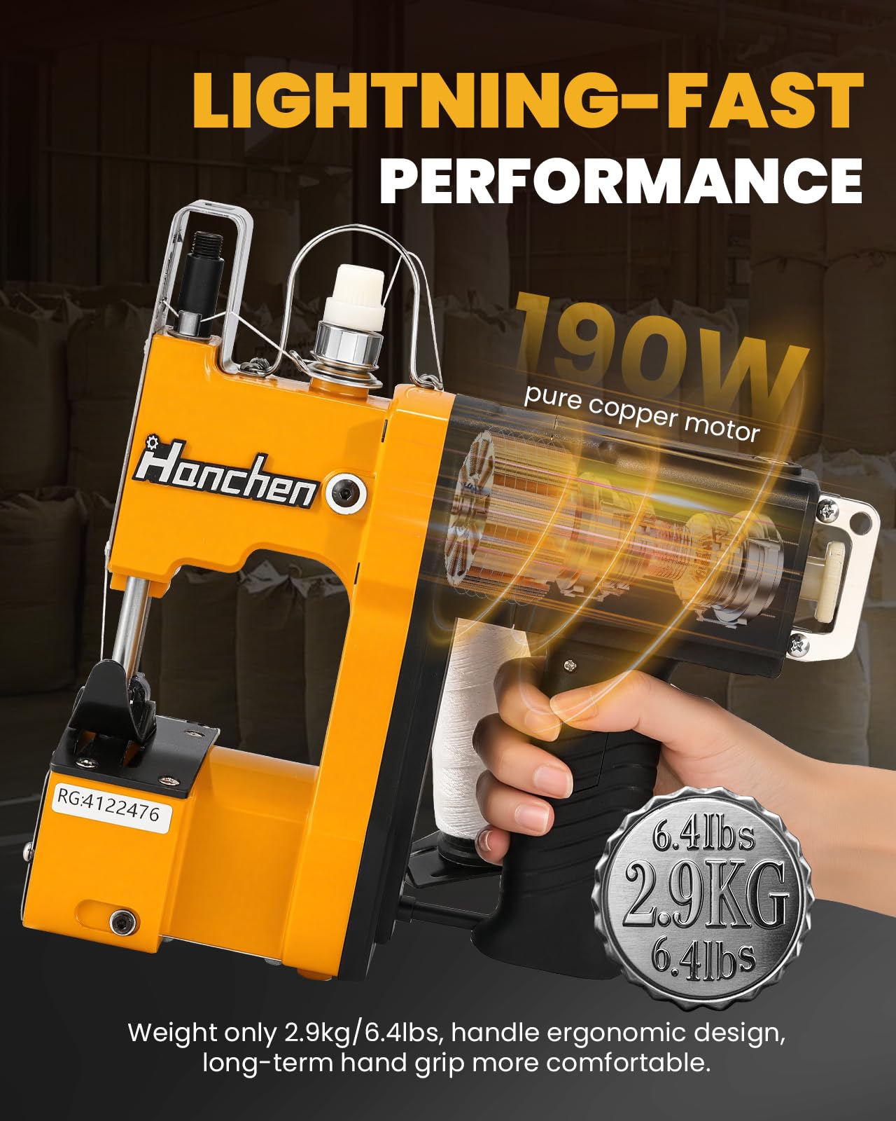 Hanchen Bag Sewing Machine High Speed Bag Sealing Machine Bag Closer Bag Closing Machine Bag Stitching Machine Industrial Sewing Machine Bag Stitcher for Sack Woven Kraft Paper Bag Sealing CE