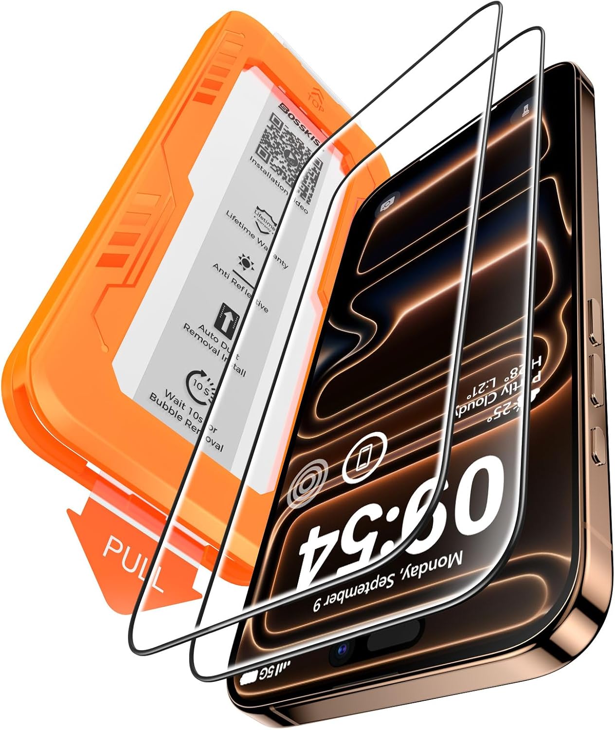 17 6.9 inch, 9H+ 2 Pack BossKiss for iPhone Pro Max Screen Protector [TOP Hardness] [Military Grade Shatter Protection]