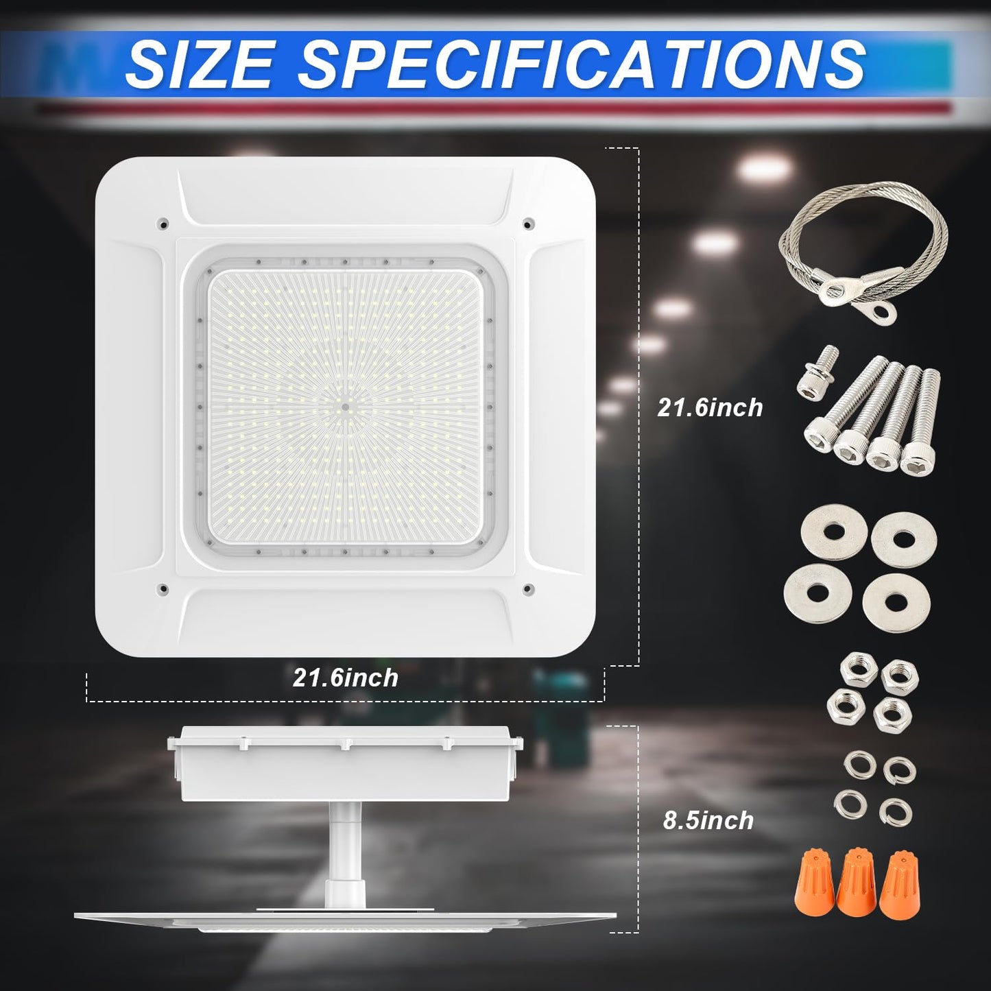240W LED Canopy Light, 43200LM 5700K Daylight, Surface Mount LED Gas Station Light (1000W HID/HPS Equivalent), Commercial Parking Garage Ceiling Lighting, IP65 Waterproof, 100-277VAC, UL Listed