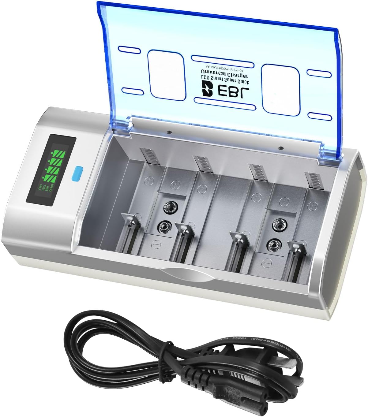 EBL 9V Universal Smart Battery Charger with Discharge Function Multi-Bay Rapid Charger for C D AA AAA Ni-MH Ni-CD