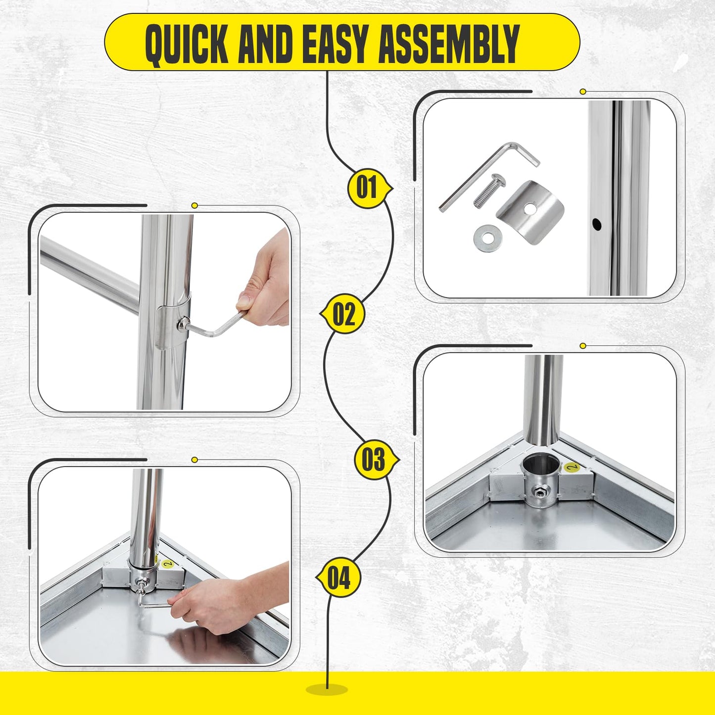 COZONY Stainless Steel Table 48x24 Inch, Kitchen Restaurant Stainless Steel Prep Work Metal Table Countertop with Open Base