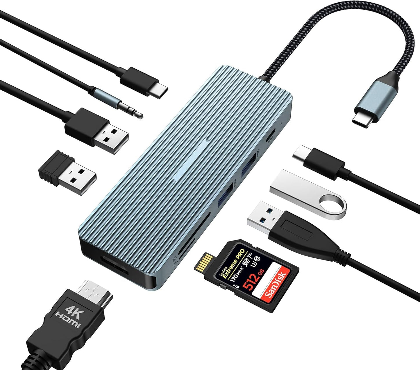 Tymyp 10 1 4K 2 3.0 3.0, 2 2.0, 100W 3.5mm in USB C Docking Station, Adapter with HDMI, x USB Ports, USB-C x USB PD