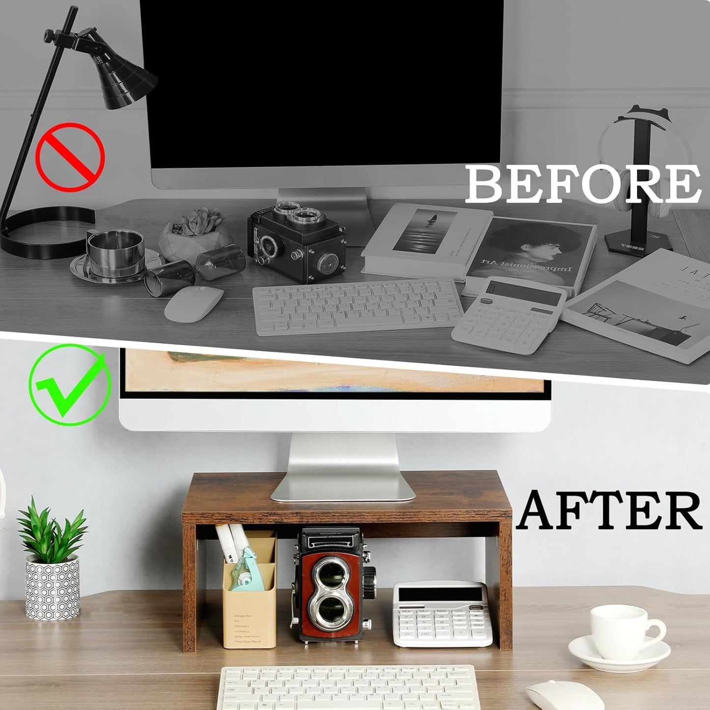 Riser-6.7 inch, TEAMIX Higher Monitor Stand Monitor Riser with Storage for Desk Small Monitor Stand TV/Screen/PC/Laptop