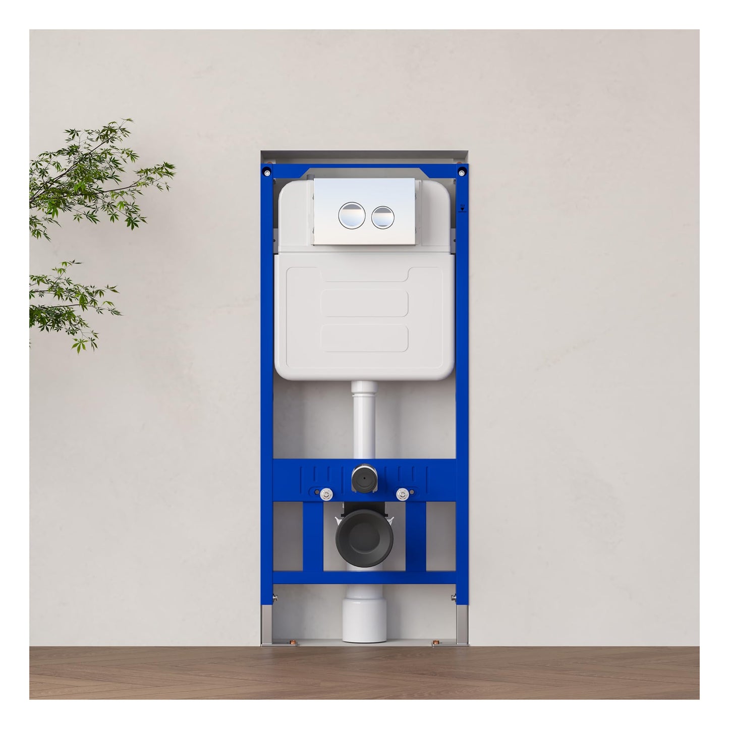 MEJE #MZE014P- In-Wall Toilet Tank Carrier with Dual-Flush Actuator Plate, White (Compitable with #MZE014P Wall-Hung Smart Toilet to work as A Intelligent Toilet Combo)