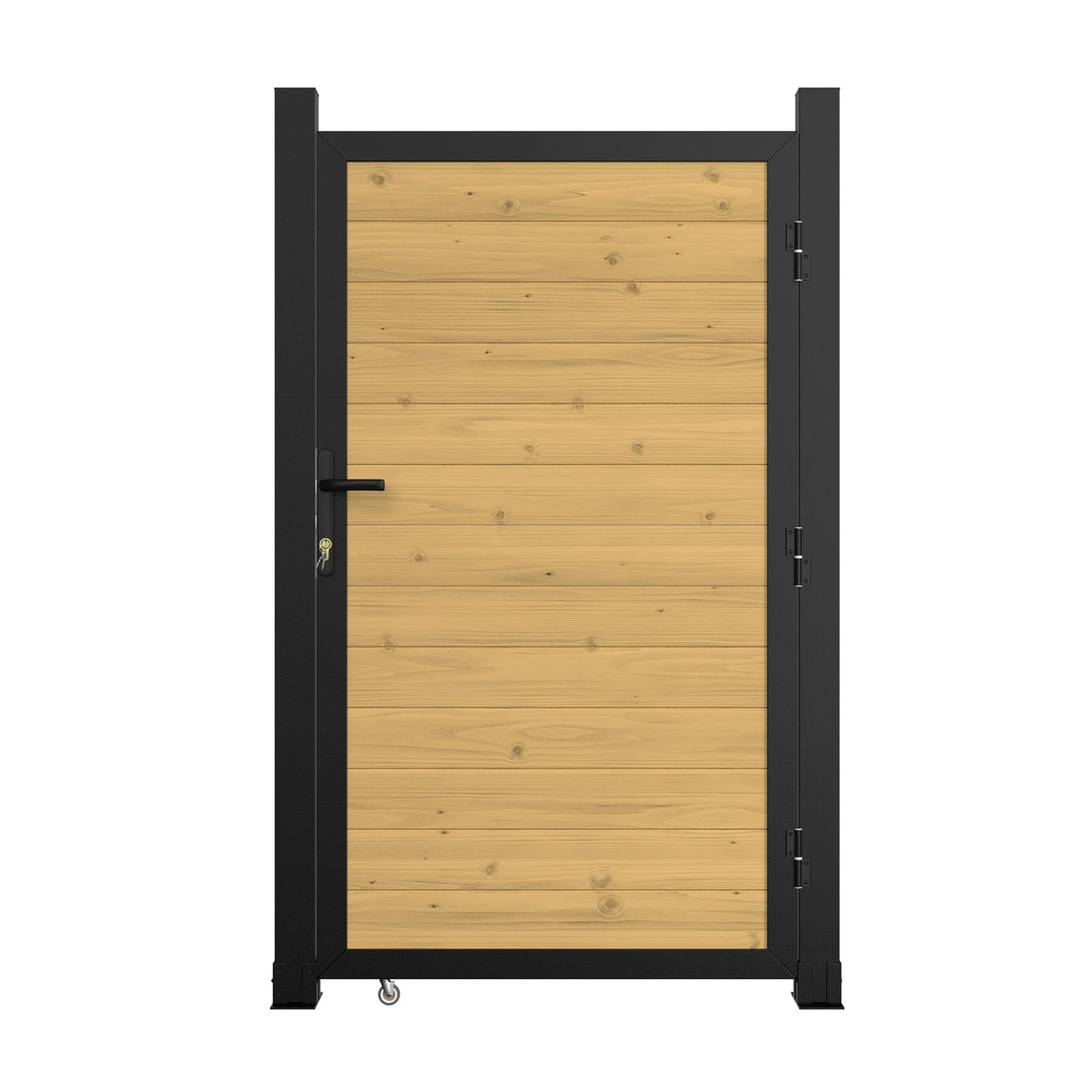 BlueWish 6 x 3 FT Cedar Wood Fence Gate Kit, Board-on-Board Privacy Fence Gate, Aluminum Frame with Security Lock System, Outdoor Garden Yard Complete Gate Kit for Backyard, Pool, Natural