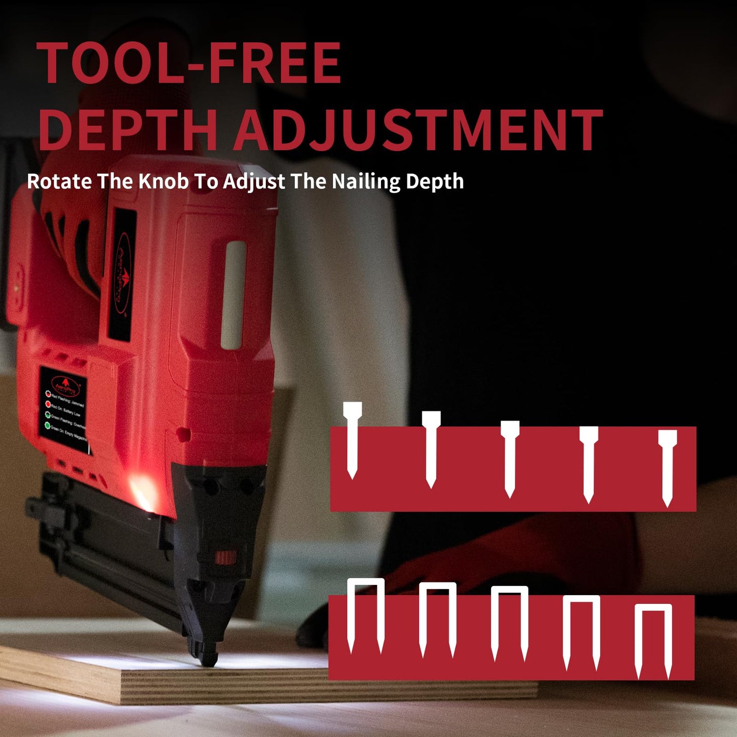 AEROPRO Tools 18 Gauge Nail Gun Battery Powered, 2 in 1 Cordless Brad Nailer/Staple Gun with 2 * 2.0Ah Li-ion Batteries, Charger and 1000 Nails for Woodworking & DIY