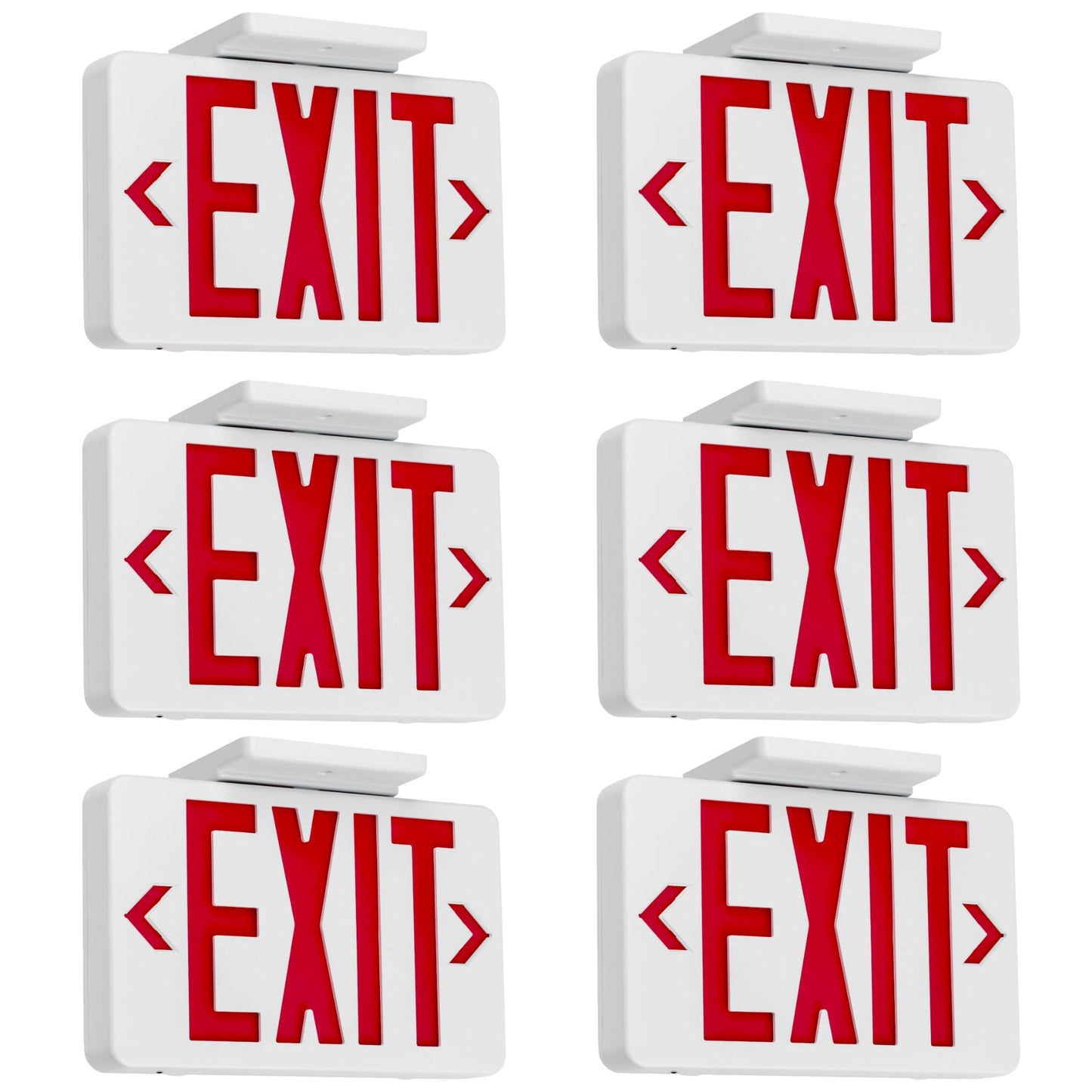 Gruenlich LED Exit Sign, Emergency Light with Double Face and Battery Backup, UL 924 Qualified, AC 120/277V, US Standard Hardwired Red Letter Exit Lights for Business, 6-Pack