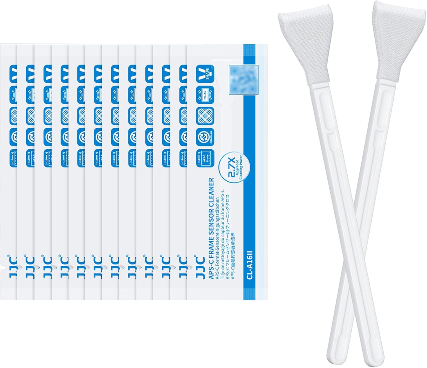JJC 12pcs 16mm CMOS APS-C Sensor Cleaning Swab Stick Microfiber Cloth for APSC SLR DSLR & Mirrorless Digital Camera CCD