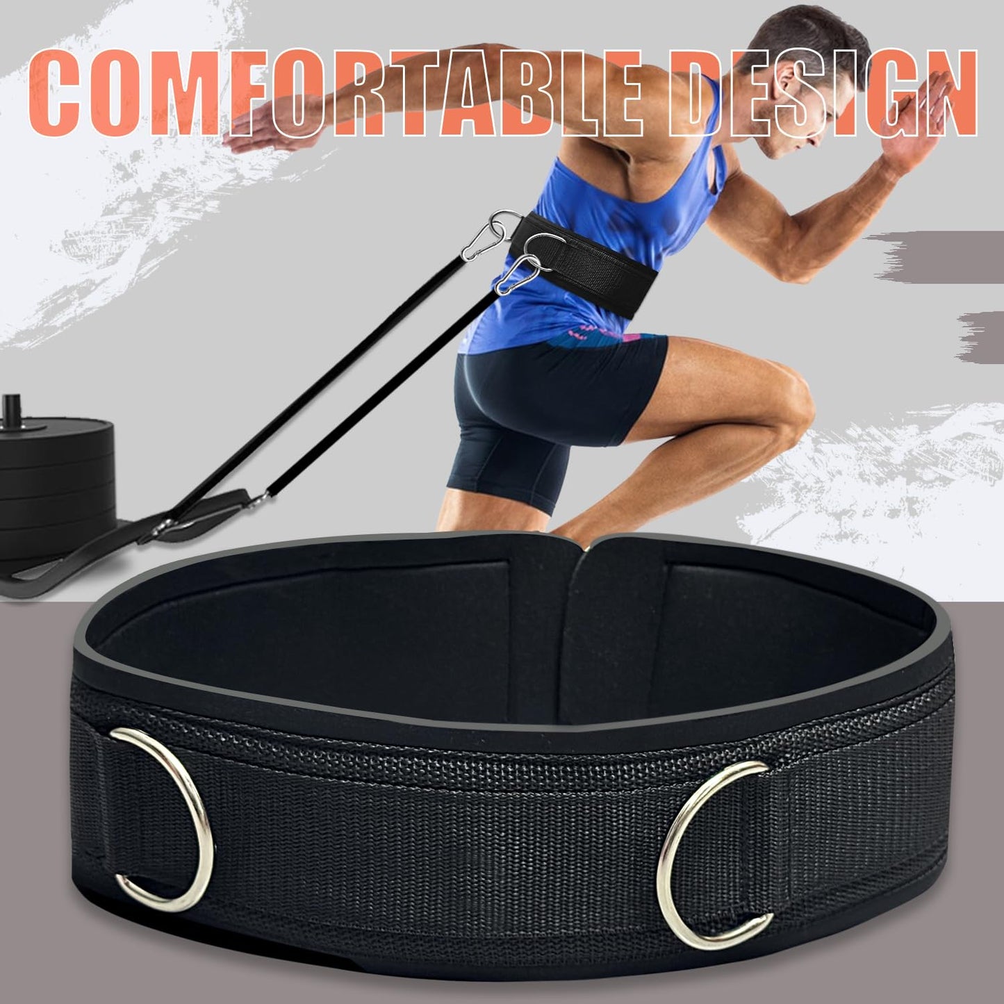 SYIGICE Waist Resistance Belt Neoprene Padded Belt with Rings Gym Pulley Strap for Cable Machines Fitness Exercise Resistance Training