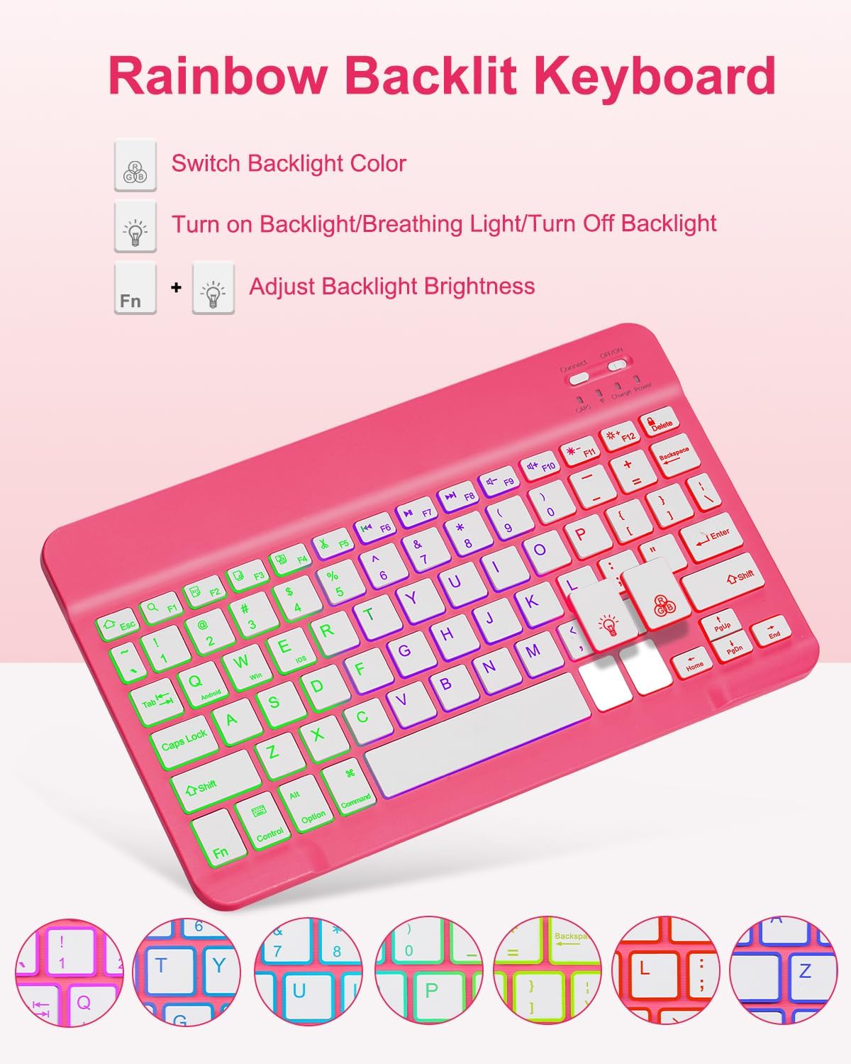 EAMPANG A16 11th 10th 11/10.9 inch,Rainbow 11 2025 10 2022 Case with Keyboard for iPad Generation Backlit Detachable