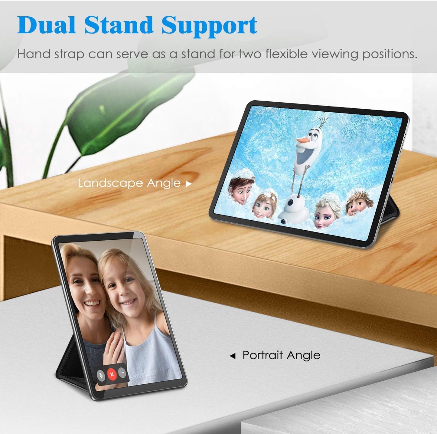 FINTIE 7-11" Universal Tablet Hand Strap Holder - [Dual Stand Supports] Detachable Padded Hook & Loop Fastening Handle