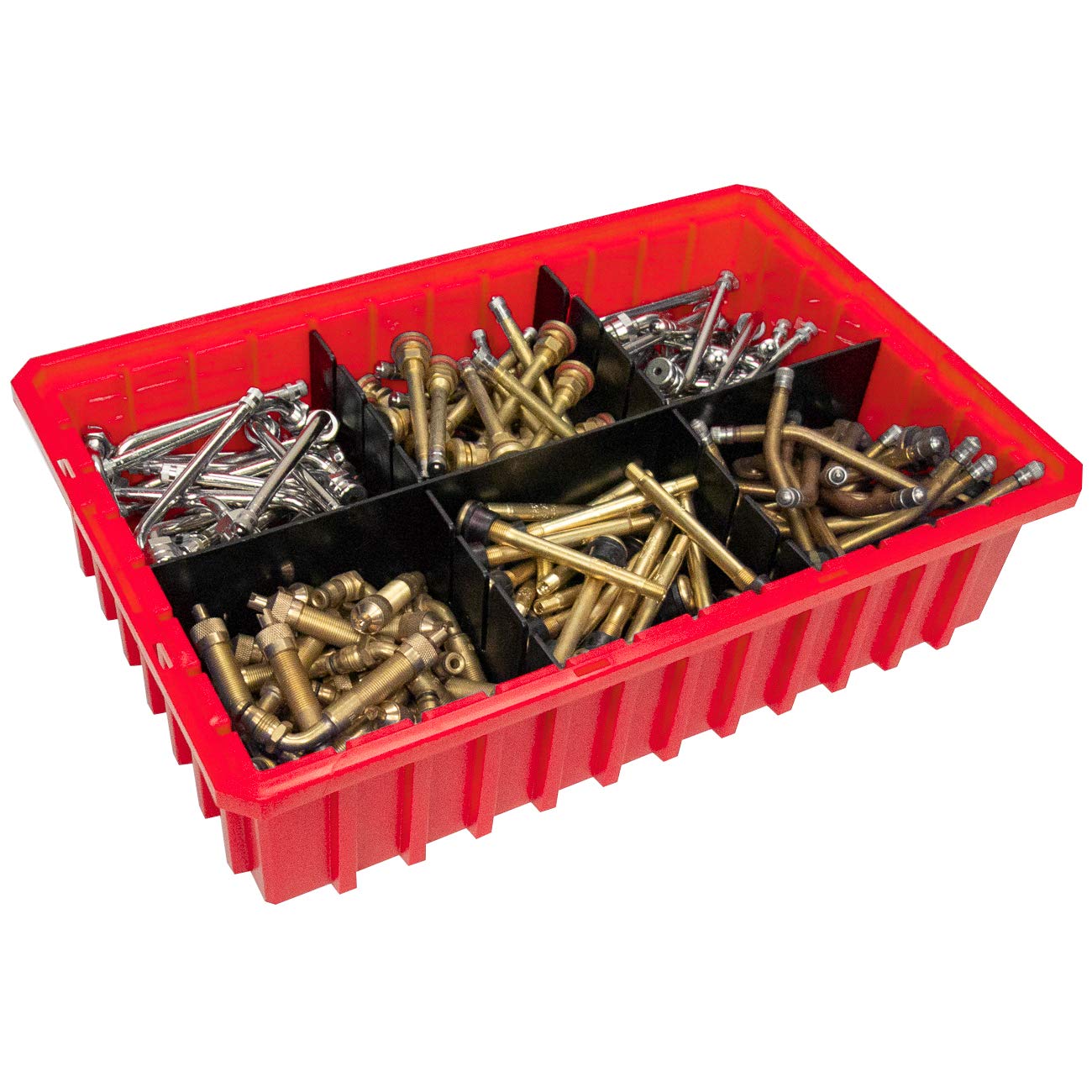 Akro-Mils 33164 Akro-Grid Plastic Slotted Dividable Modu Box Stackable Grid Storage Tote Container, (16-1/2-Inch L x 10-7/8-Inch W x 4-Inch H), (12 Pack), Red