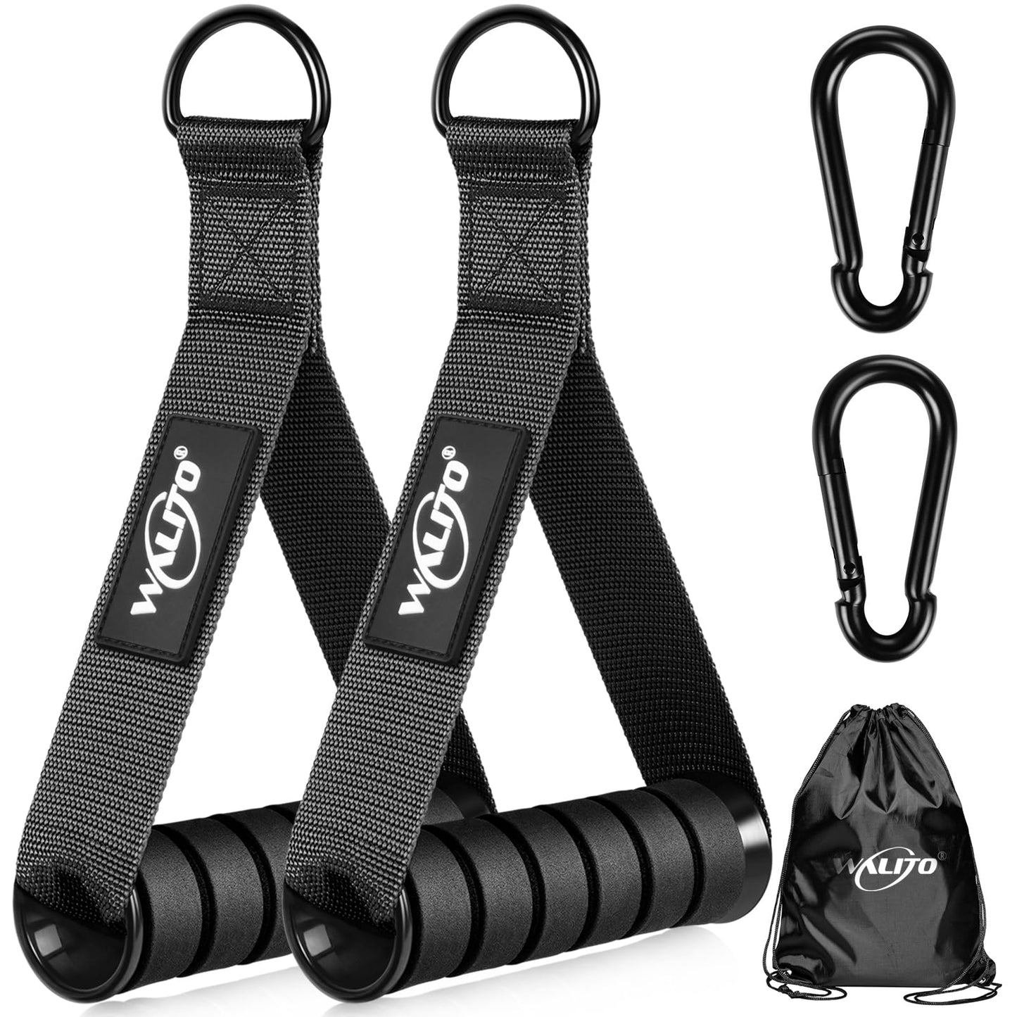 WALITO Exercise Handles, Replacement Cable Machine Attachments for Home Gym Equipment, Pulley System, Pilates, Resistance Bands, Strength Trainer, Heavy Duty Working Out Handles (Black)