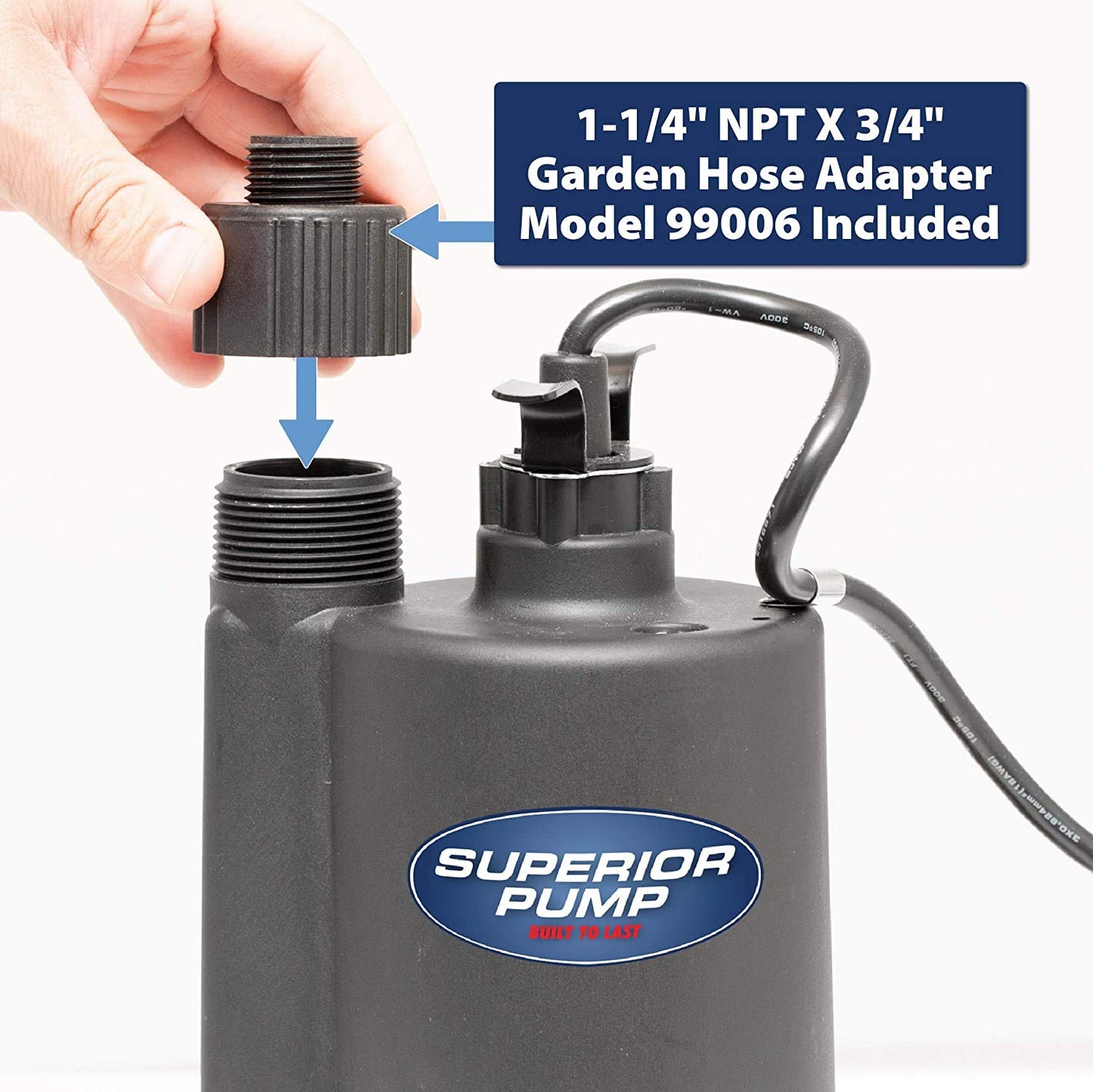 Superior Pump 91012 12 Volt Utility Pump with 20-Foot Cord, Black
