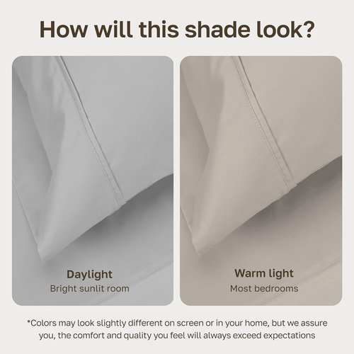 California Design Den Split King Sheet Set - 100% Cotton, 400 TC, Silky Smooth Sateen, Deep Pockets - Light Grey