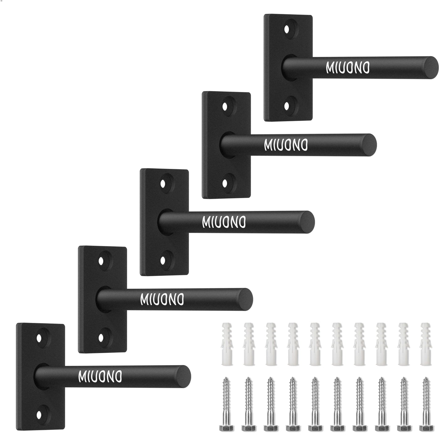 MIUONO Weight Plate Rack, Wall Mount Weight Plate Holder for 1" Plates, 5 Pack Weight Storage Racks Home Gym Organizer