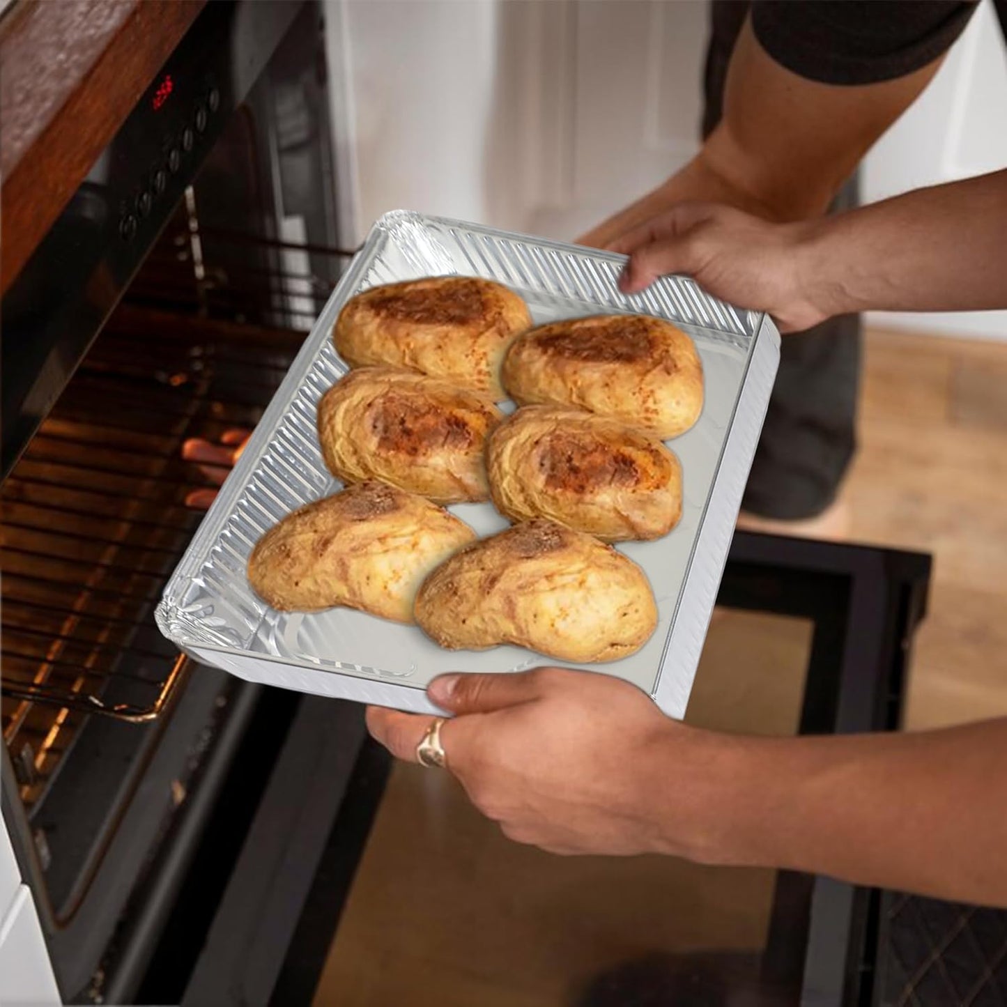 PLASTICPRO Aluminum Cookie Sheets - 100 Pack Heavy-Duty Disposable Baking Pans | 13 x 17 Inches
