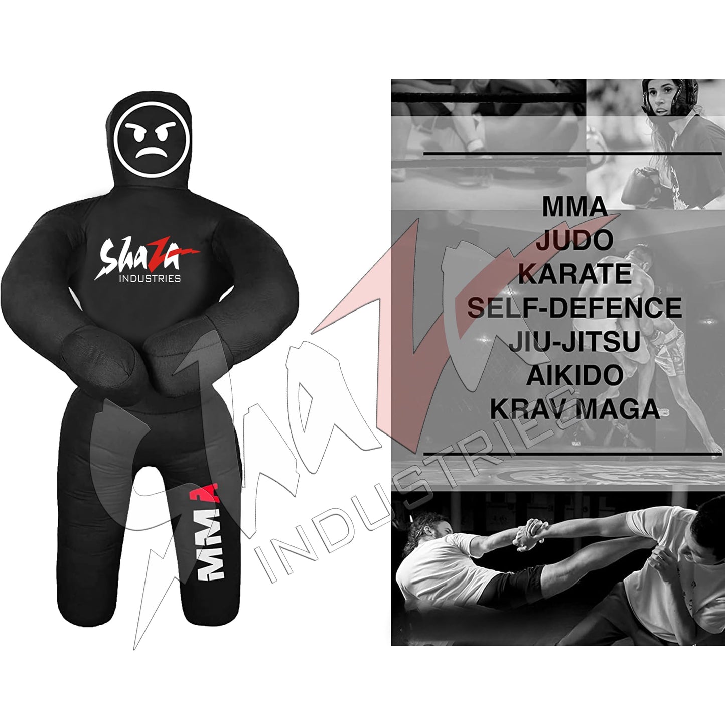 Shaza Grappling Dummy for Fitness & Training, Pose, Strike & Throw Wrestling Dummy for 100cm. Punching Dummy for MMA, Jiu-Jitsu, Judo, Karate & Wrestling Practice & Sparring (Black)