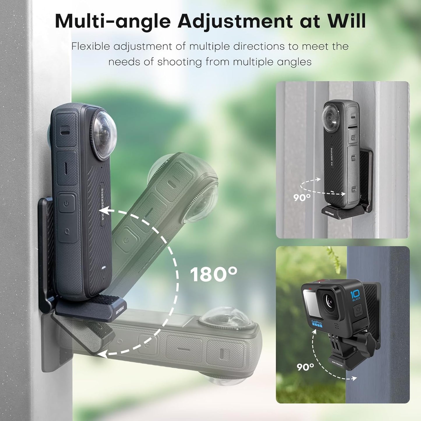 REYGEAK Insta360 X5,Aluminum 13/12/11/10/9/DJI 3/Action 5/4/3 Magnetic Mount Stand for Camera Holder Mount,Magnet