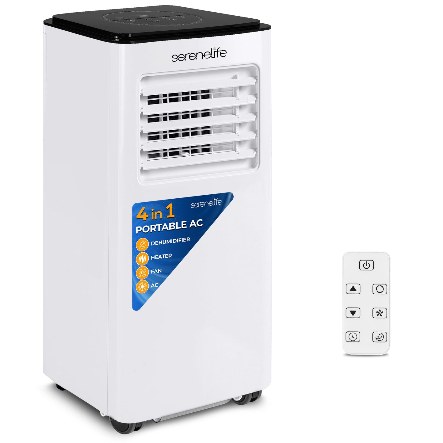 SereneLife 8000 BTU Portable Air Conditioner with Heating Functionality, 4-in-1 Compact Standing Air Conditioner for Room Up to 350 Sq. Ft., Floor AC Unit with LCD Remote Control, Auto Mode, Low Noise
