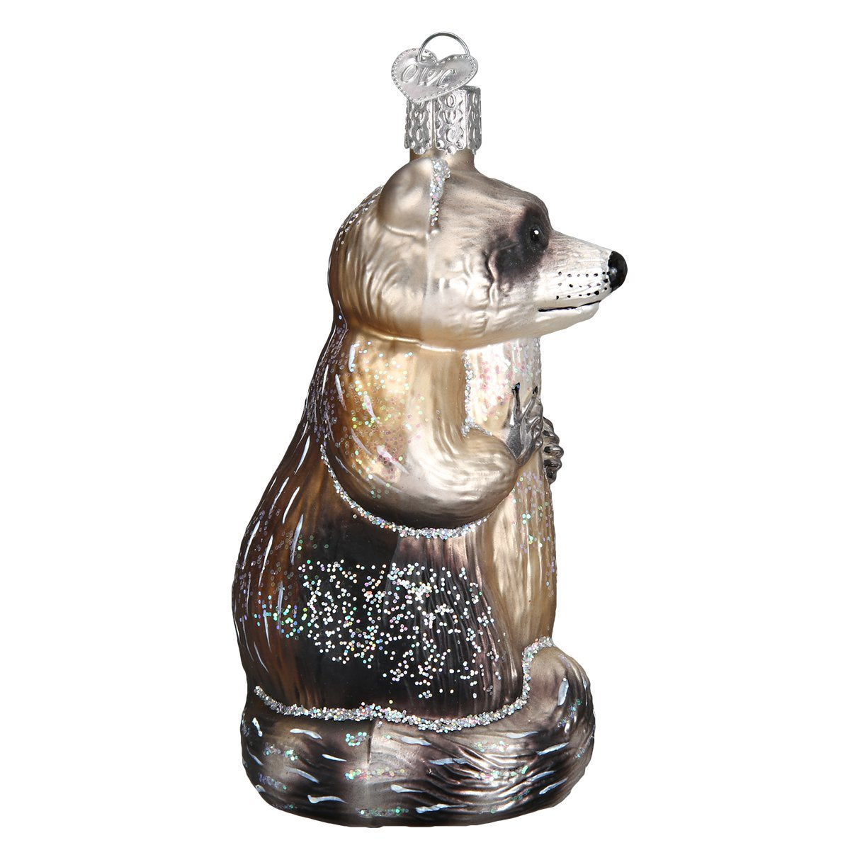 Old World Christmas Raccoon Glass Blown Ornament for Christmas Tree, Handcrafted Holiday Decoration, Wildlife Animal Collection